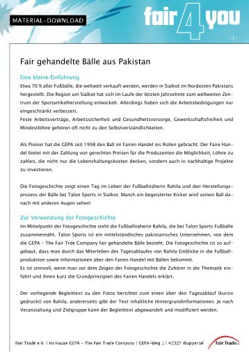 Fair gehandelte Bälle aus Pakistan - Fair4You
