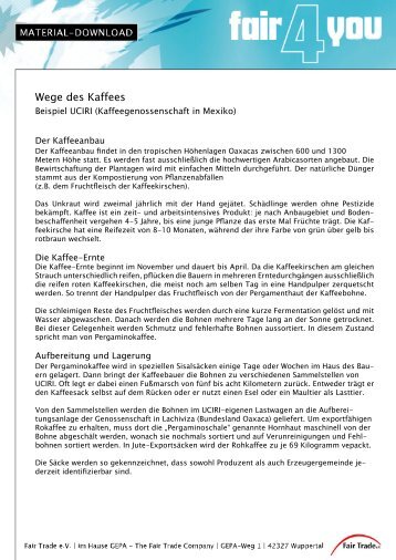 Wege des Kaffees - Fair4You