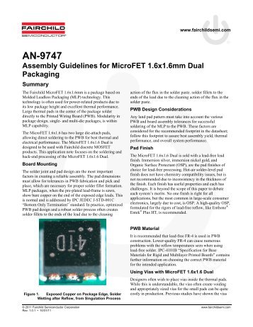 Assembly Guidelines for MicroFET™ 1.6x1.6mm Dual Packaging