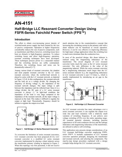 Half-Bridge LLC Resonant Converter Design Using FSFR-Series ...