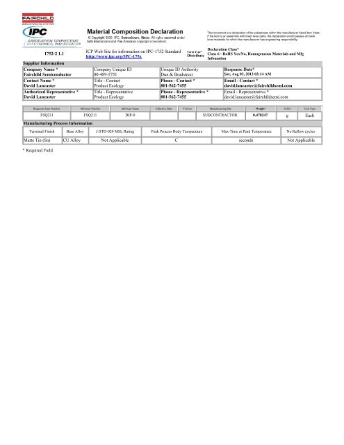 1752-2 1.1 ICP Web Site for information on IPC-1752 Standard http ...