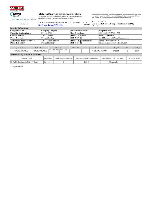 1752-2 1.1 ICP Web Site for information on IPC-1752 Standard http ...