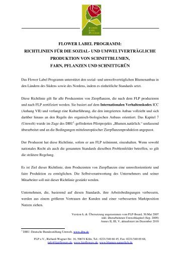 richtlinien für die sozial- und umweltverträgliche ... - Flower Label FLP