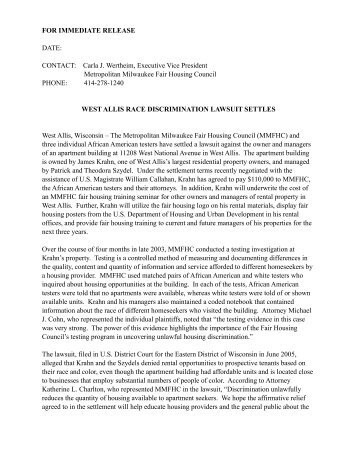 Press Release 06/05: James Krahn - Fair Housing Council