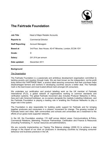 Head of Major Retailer Accounts - The Fairtrade Foundation