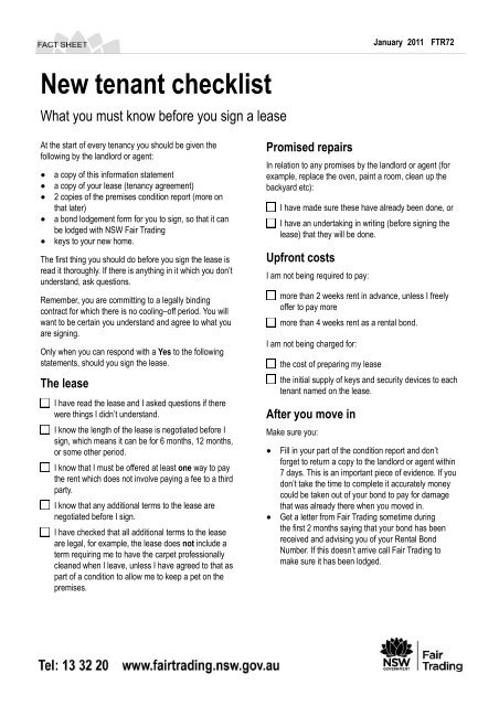 New tenant checklist nsw 2020