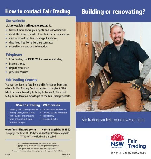 Building or renovating? - NSW Fair Trading