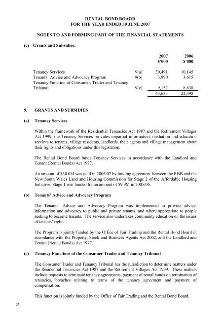 Rental Bond Board Annual Report 2006 – 2007 - NSW Fair Trading ...