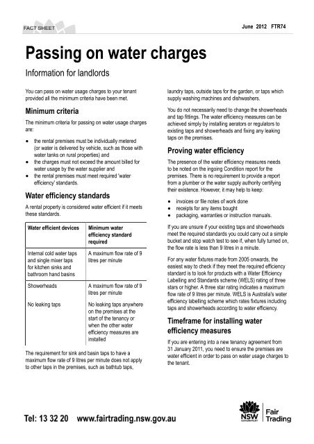 Passing on water charges - NSW Fair Trading