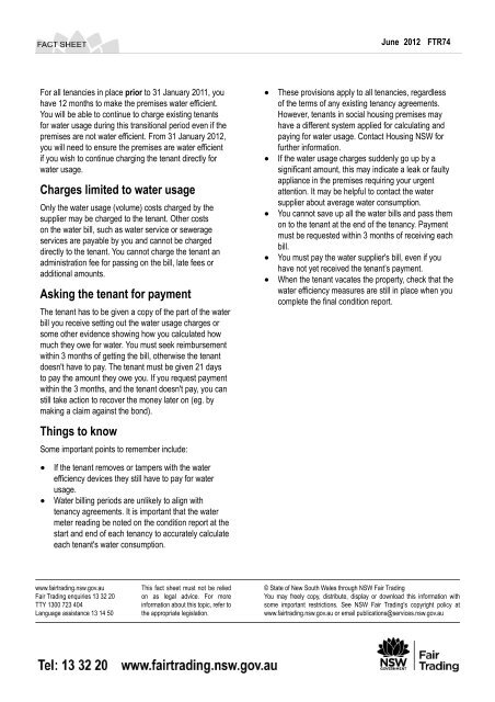 Passing on water charges - NSW Fair Trading