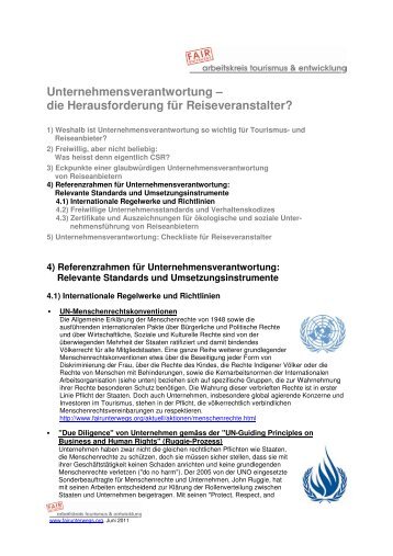 Internationale Regelwerke und Richtlinien - fairunterwegs