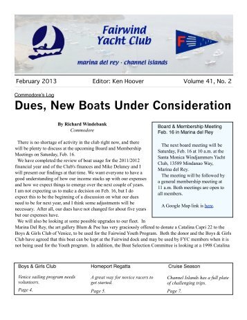 February 2013 Newsletter - Fairwind Yacht Club