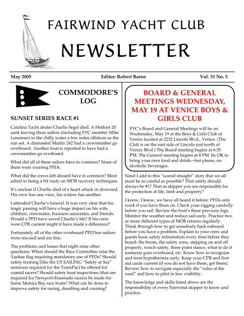 NEWSLETTER - Fairwind Yacht Club