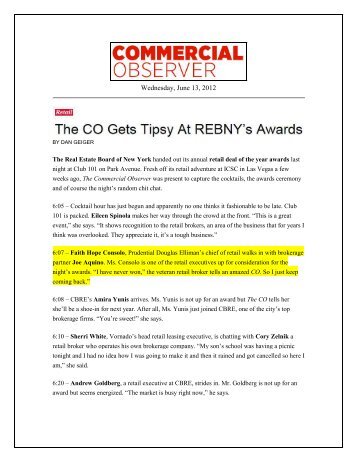 The CO Gets Tipsy at REBNY's Awards - Faith Hope Consolo