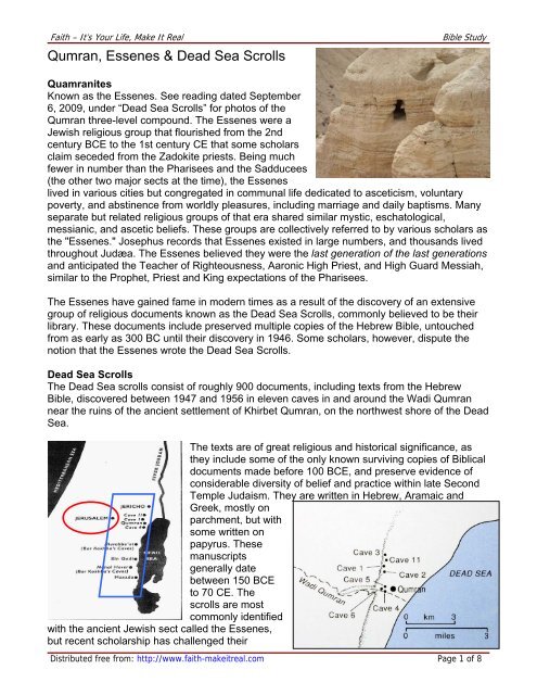 Qumran Essenes Dead Sea Scrolls Make It Real - 
