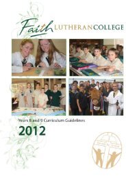Download Middle Years Curriculum - Faith Lutheran College
