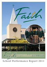 School Performance Report 2011 - Faith Lutheran College