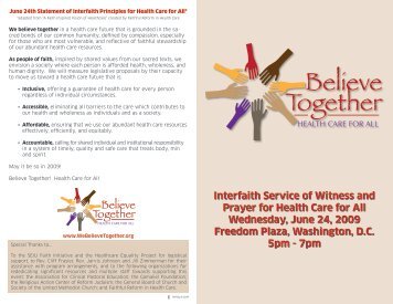 Interfaith Service of Witness and Prayer for Health Care for All ...