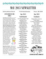 May 2013 Newsletter - Faith Evangelical Lutheran Church