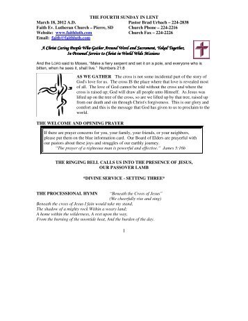 March 18, 2012 Bulletin (.pdf) - Faith Lutheran Church