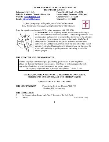 February 3, 2013 Bulletin (.pdf) - Faith Lutheran Church