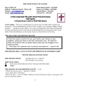 May 9, 2010 Bulletin (.pdf) - Faith Lutheran Church