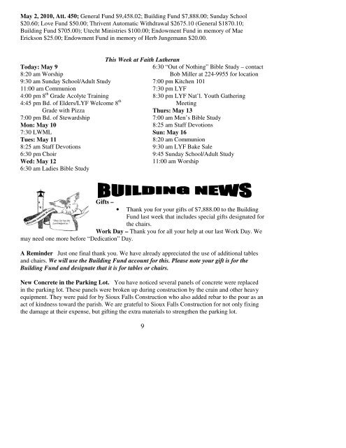 May 9, 2010 Bulletin (.pdf) - Faith Lutheran Church