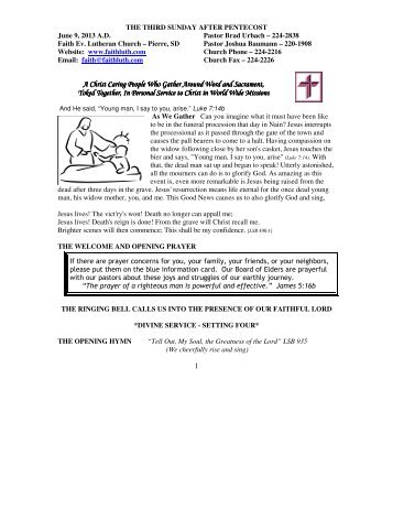 June 9, 2013 Bulletin (.pdf) - Faith Lutheran Church