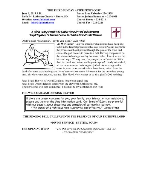 June 9, 2013 Bulletin (.pdf) - Faith Lutheran Church