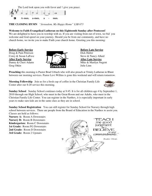 September 26, 2010 Bulletin (.pdf) - Faith Lutheran Church