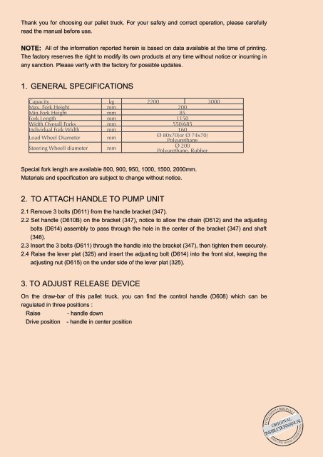 TRANSPALLET STANDARD - Falconlift