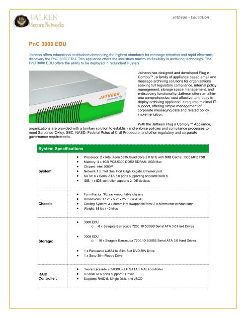 PnC 3000 EDU - Falken Secure Networks