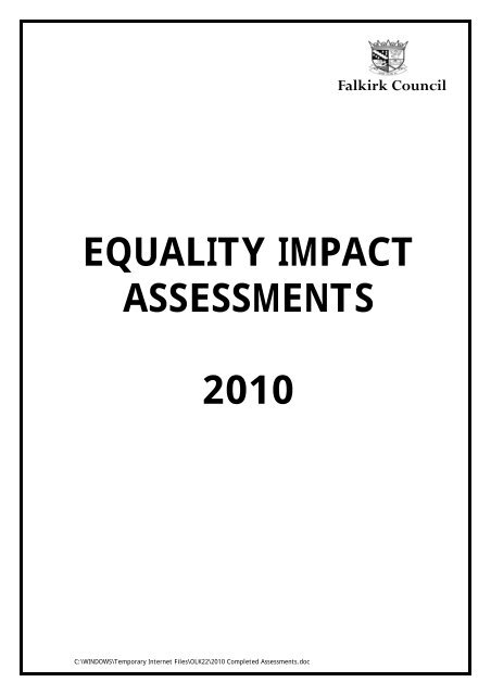 EQUALITY IMPACT ASSESSMENTS 2010 - Falkirk Council