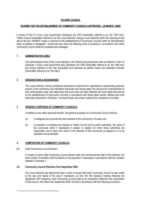 Scheme for the establishment of community councils - Falkirk Council