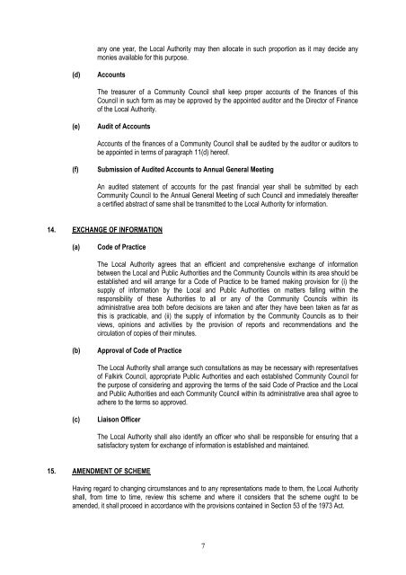 Scheme for the establishment of community councils - Falkirk Council