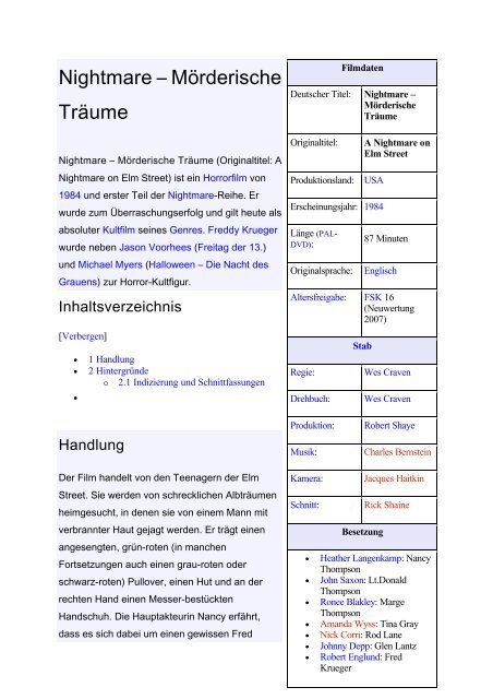 Nightmare – Mörderische Träume