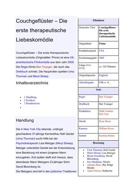 Couchgeflüster – Die erste therapeutische Liebeskomödie