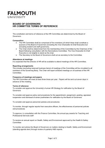 board of governors hr committee terms of reference - University ...