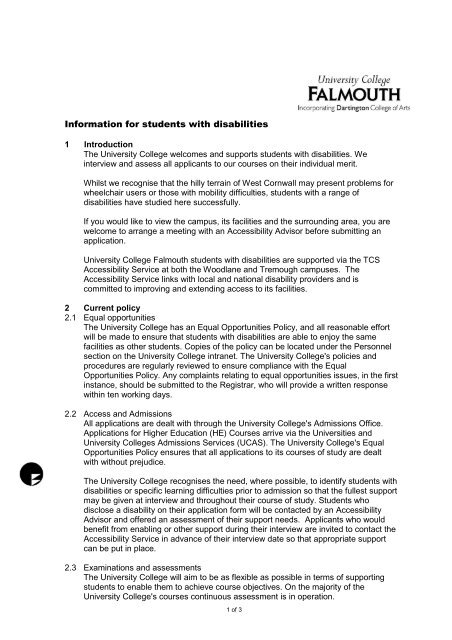 Confidential Application - University College Falmouth