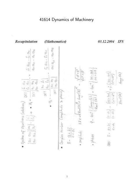 41614 Dynamics of Machinery