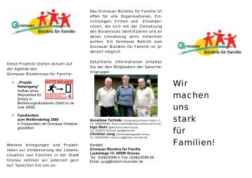 aktueller Flyer vom Bündnis für Familien - Familie in Gronau