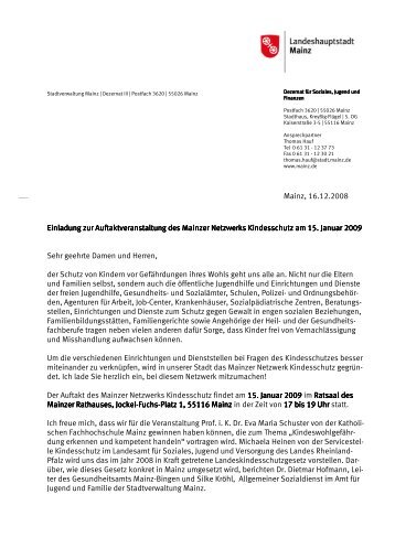 Einladung Auftaktveranstaltung Netzwerk Kindesschutz - Mainzer ...