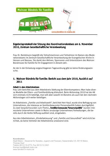 Protokoll - Mainzer Bündnis für Familie