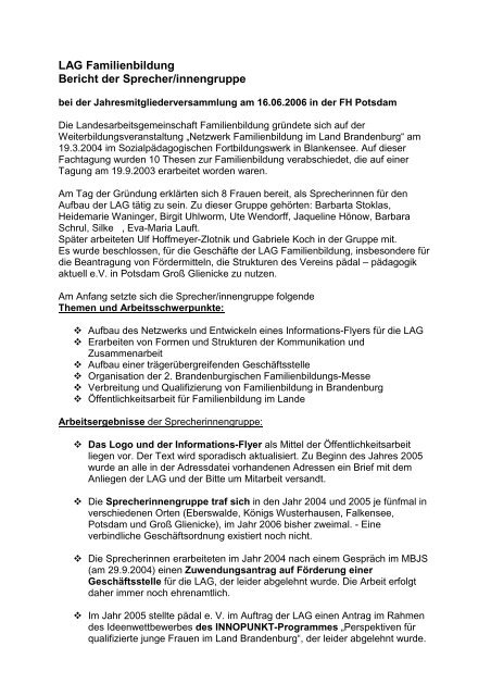Tätigkeitsbericht der Sprecher/innen bis 2006 (pdf)