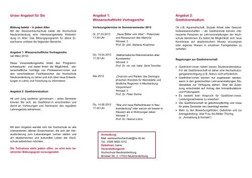 Flyer SeniorenHochschule (PDF) - Hochschule Neubrandenburg
