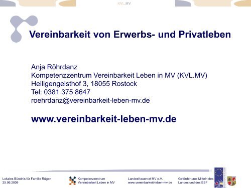 und Privatleben www.vereinbarkeit-leben-mv.de - Lokales Bündnis ...