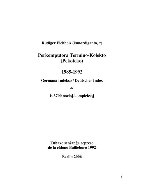 Perkomputora Termino-Kolekto (Pekoteko) 1985-1992
