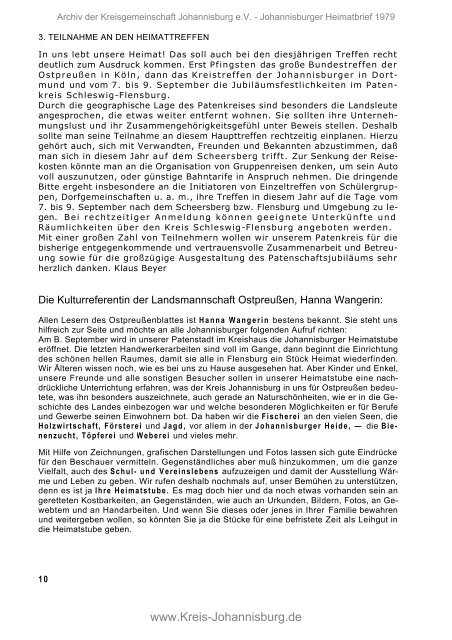 Johannisburger Heimatbrief 1979 - Familienforschung S c z u k a