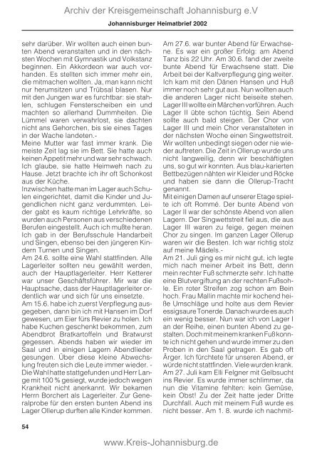 Johannisburger r Heimatbrief 2002 - Familienforschung S c z u k a