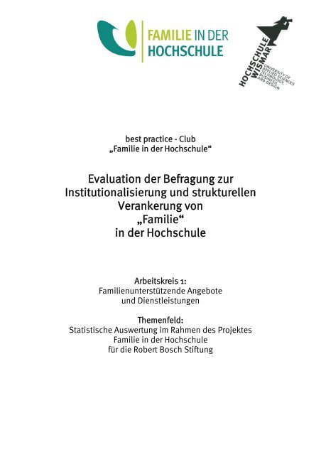 Evaluation der Befragung zur Institutionalisierung und strukturellen ...